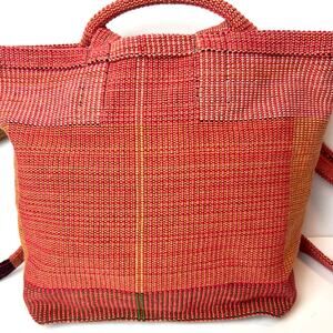 Kelly Marshall Custom Hand-Woven Mayan Backpack Bag Purse Boho Hippie Red Orange